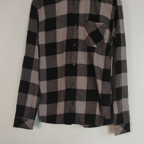 NWT Quiksilver Black Gray Modern Fit Button Down Flannel Shirt Men's Size XL - Picture 5 of 8